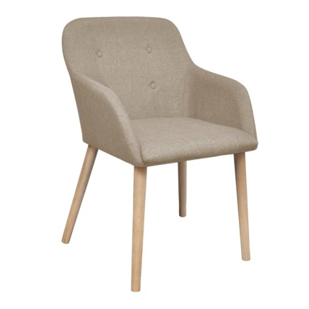 Chaises à manger lot de 2 beige tissu et chêne massif 2