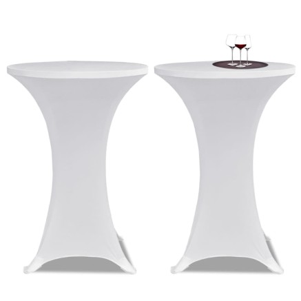 Housses élastiques de table Ø 60 cm Blanc 2 pcs