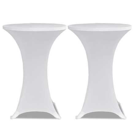 Housse de table Ø 70 cm Blanc extensible 2 pcs 2