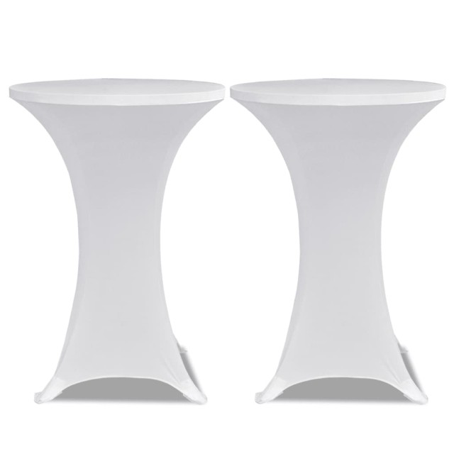 Housse de table Ø 70 cm Blanc extensible 2 pcs