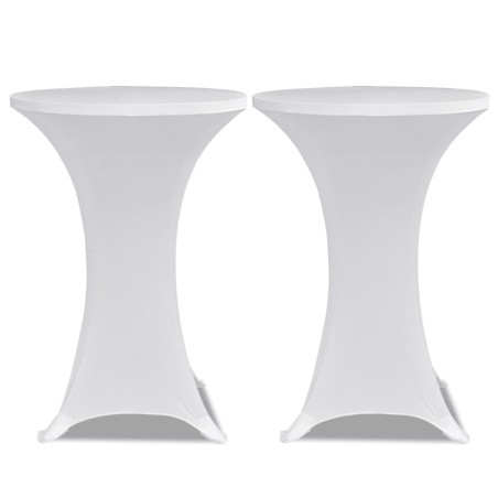 Housse de table Ø 70 cm Blanc extensible 2 pcs