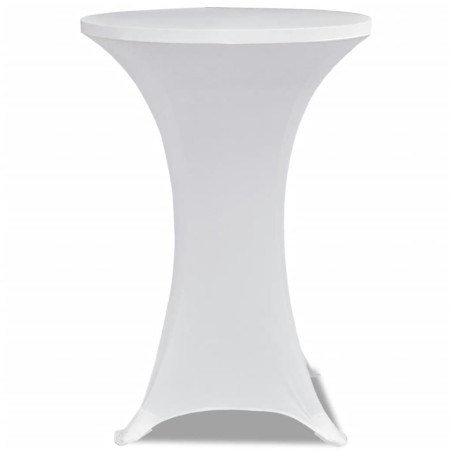 Housse de table Ø 70 cm Blanc extensible 2 pcs