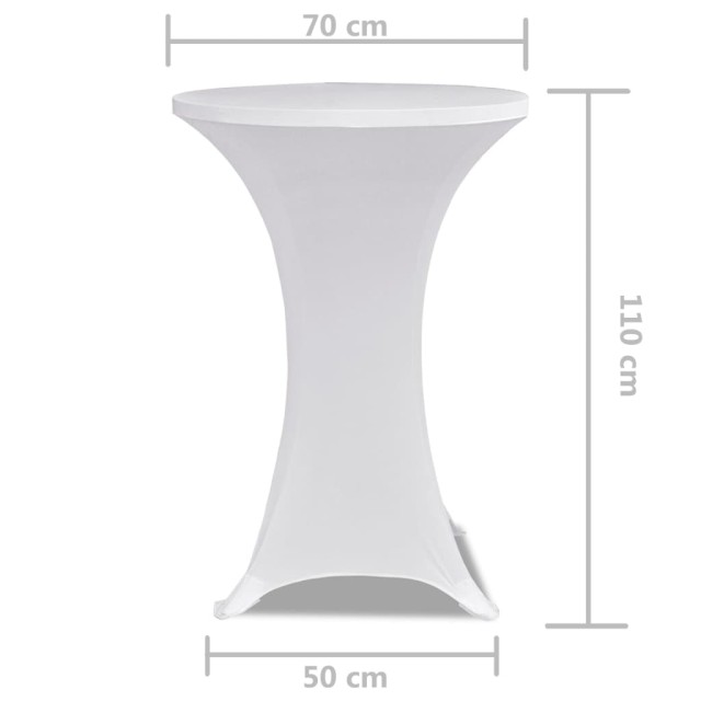 Housse de table Ø 70 cm Blanc extensible 2 pcs