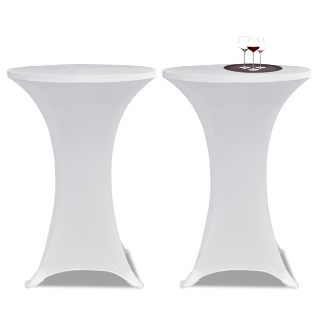 Housses élastiques de table Ø 80 cm Blanc 2 pcs