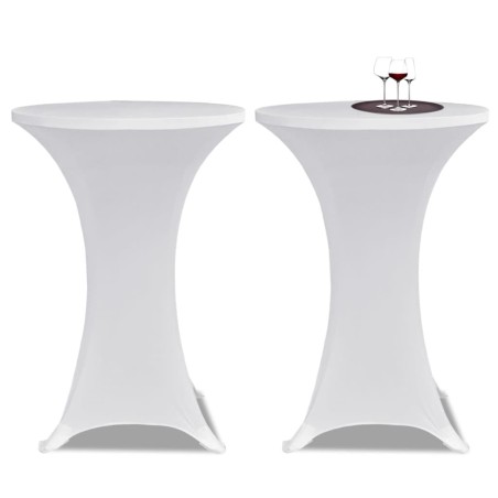 Housses élastiques de table Ø 80 cm Blanc 2 pcs