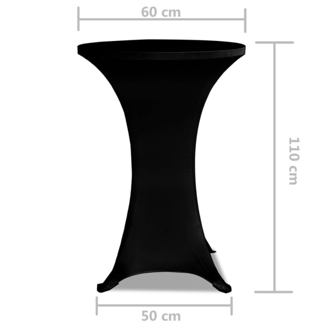 Housse de table Ø 60 cm Noir extensible 2 pcs