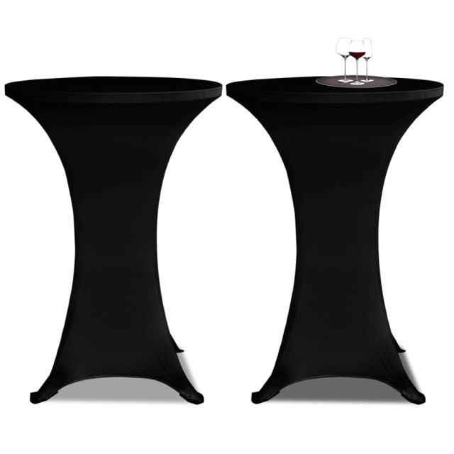 Housse de table Ø 70 cm Noir extensible 2 pcs