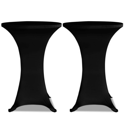 Housse de table Ø 70 cm Noir extensible 2 pcs 2