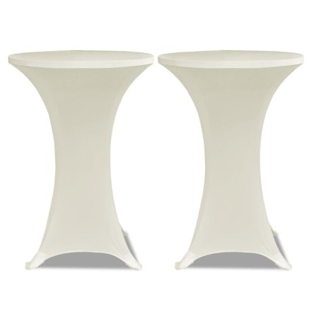 Housse de table Ø 60 cm Crème extensible 2 pcs 2