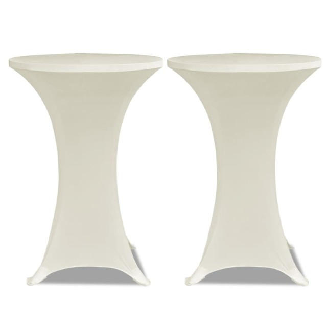 Housse de table Ø 60 cm Crème extensible 2 pcs
