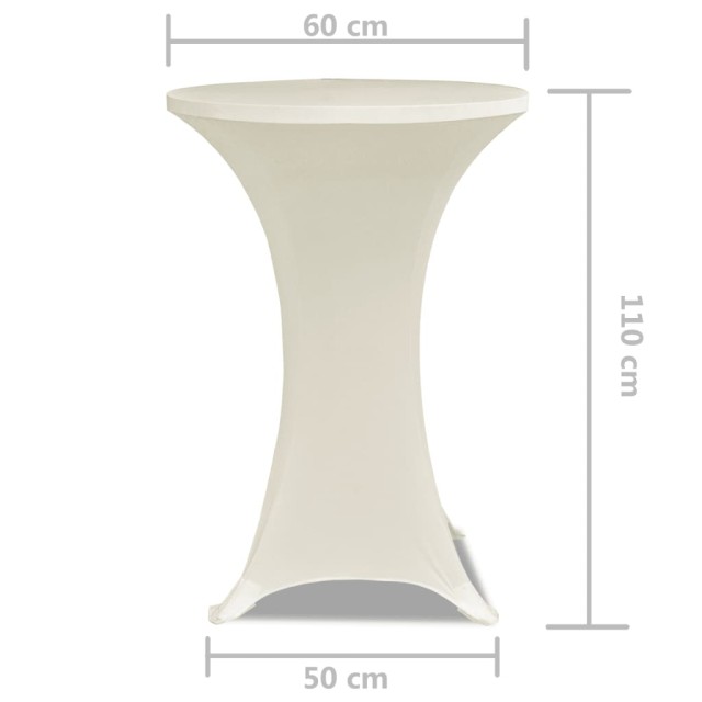 Housse de table Ø 60 cm Crème extensible 2 pcs