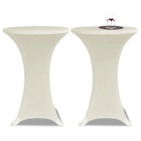 Housse de table Ø 70 cm Crème extensible 2 pcs