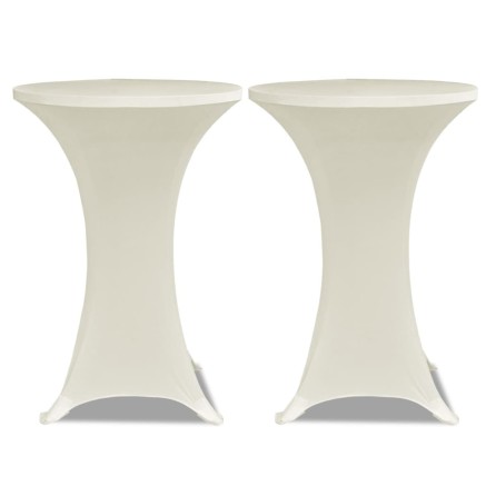 Housse de table Ø 70 cm Crème extensible 2 pcs 2