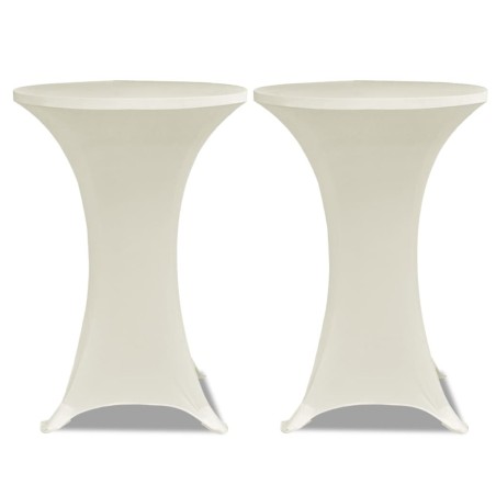 Housse de table Ø 70 cm Crème extensible 2 pcs