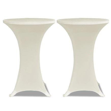 Housse de table Ø 80 cm Crème extensible 2 pcs 2