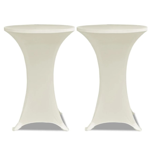 Housse de table Ø 80 cm Crème extensible 2 pcs