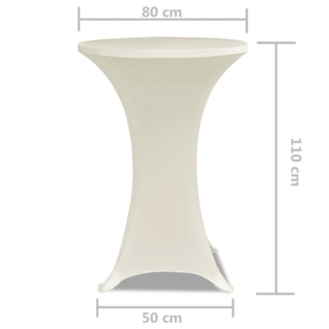 Housse de table Ø 80 cm Crème extensible 2 pcs