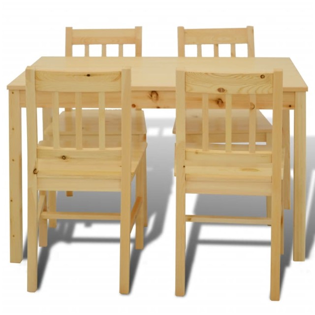 Table de salle à manger en bois avec 4 chaises Naturel