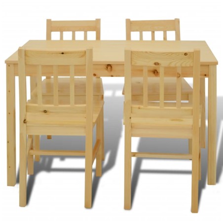 Table de salle à manger en bois avec 4 chaises Naturel