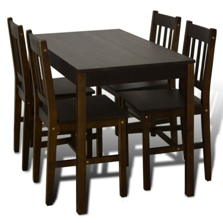 Table de salle à manger avec 4 chaises Marron 2