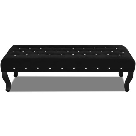 Banc noir tissu velours avec boutons en cristal 2