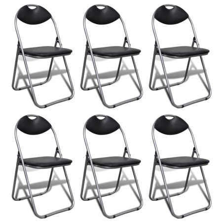 Chaises à manger pliables lot de 6 noir similicuir et acier