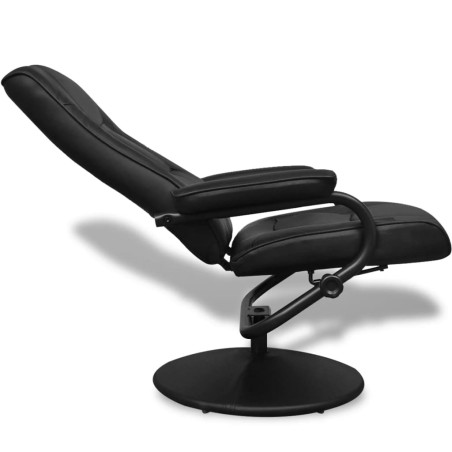 Fauteuil TV avec repose-pied Noir Similicuir