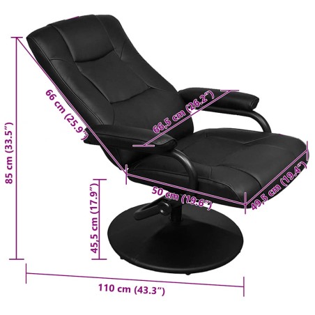 Fauteuil TV avec repose-pied Noir Similicuir