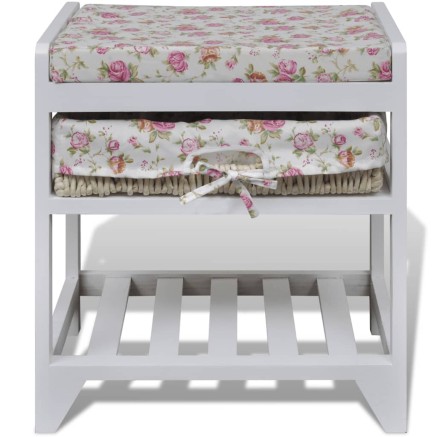Banc de rangement avec étagère à chaussures et panier Paulownia 2