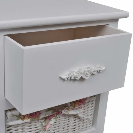 Armoire avec 1 tiroir et 3 paniers Blanc Bois de Paulownia