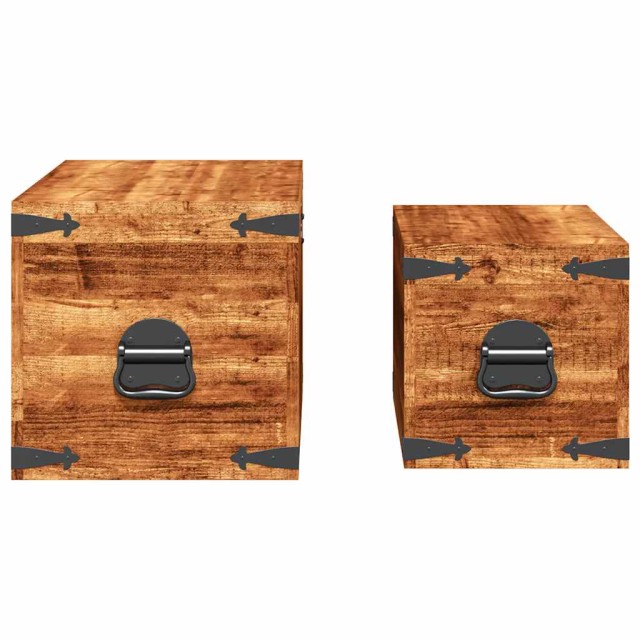Coffre de rangement 2 pcs Bois de manguier brut