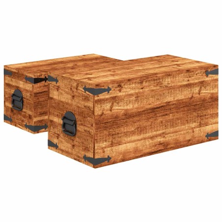 Coffre de rangement 2 pcs Bois de manguier brut