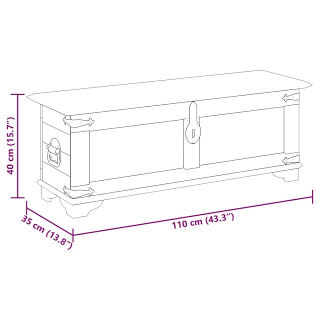 Coffre de rangement Bois de manguier brut