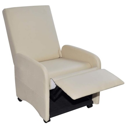 Fauteuil pliable crème similicuir 2
