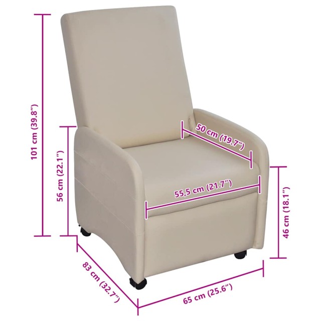 Fauteuil pliable crème similicuir