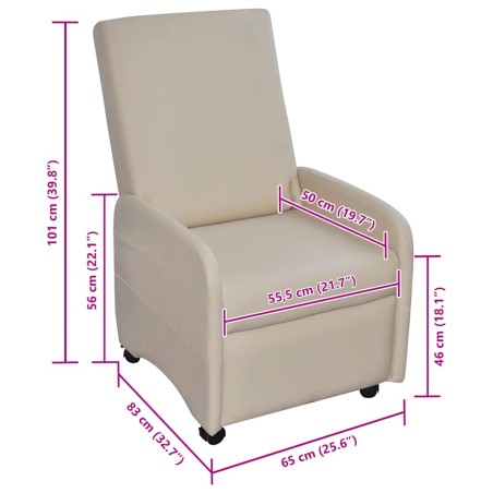 Fauteuil pliable crème similicuir