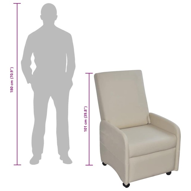 Fauteuil pliable crème similicuir