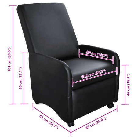 Fauteuil pliable noir similicuir