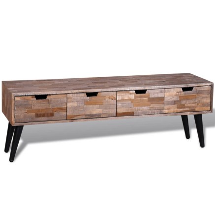Table console TV avec 4 tiroirs Bois de teck recyclé
