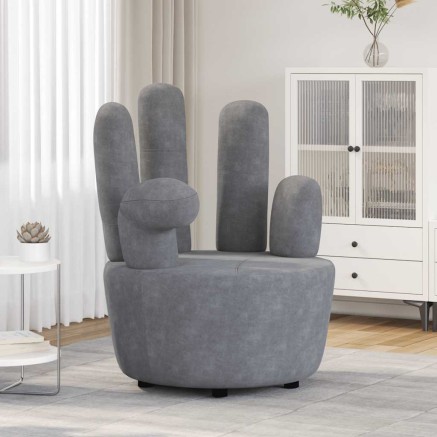 Chaise en forme de main gris velours