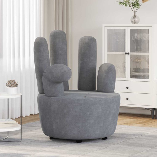 Chaise en forme de main gris velours