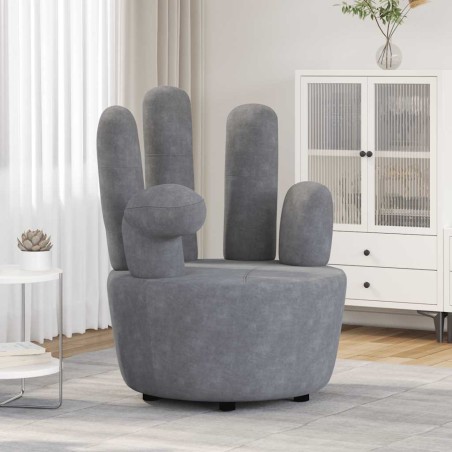 Chaise en forme de main gris velours