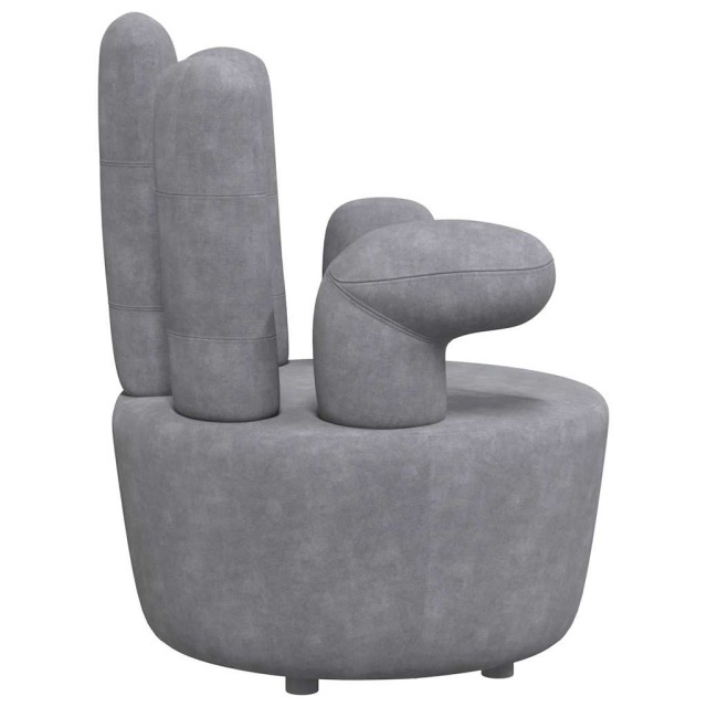 Chaise en forme de main gris velours