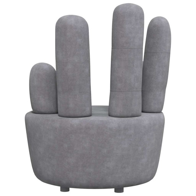 Chaise en forme de main gris velours