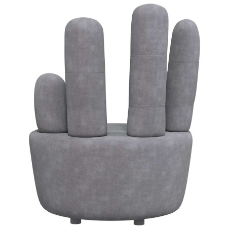 Chaise en forme de main gris velours