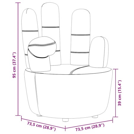 Chaise en forme de main gris velours