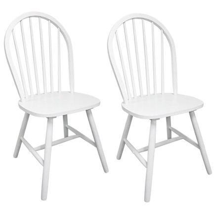 Chaises à manger lot de 2 blanc bois d'hévéa solide 2