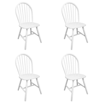 Chaises à manger lot de 4 blanc bois d'hévéa solide 2