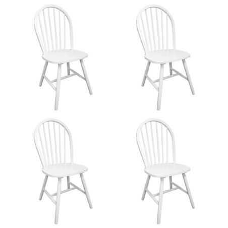 Chaises à manger lot de 4 blanc bois d'hévéa solide
