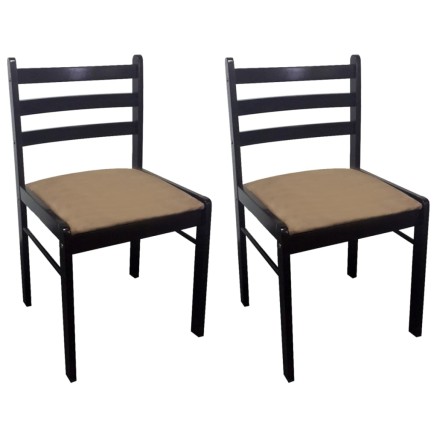 Chaises à manger lot de 2 marron hévéa solide et velours 2